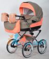 Детская коляска для новорожденных, 2 в 1, Mishelle, G-Z, цвет 08 песочный (бежевый) с коралловым, модная коляска 2014